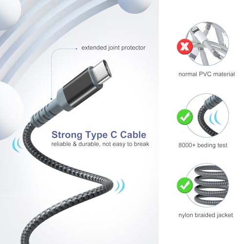 Adaptive Fast Charging Wall Charger with USB C Cable 10Ft, Excgood Fast Charger Power Adapter USB Type C Cable Fast Charging Compatible with Galaxy S25 S24 S23 S22 S21 S8 S9 S10 A15 A03s Android Phone