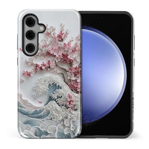for Samsung Galaxy S25 Plus Case,Dual-Layer Hard Shell + Silicone Phone Cover,Full Body Protection Shockproof Case for Samsung Galaxy S25 Plus-Blossoming Sakura Wave - color: Blossoming Sakura Wave, size: Samsung Galaxy S25 Plus
