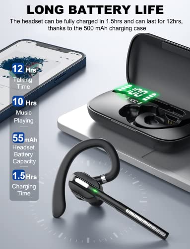 Bluetooth Headset with microphone, Wireless Bluetooth Earpiece for work