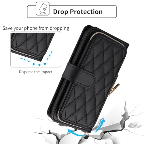Wallet Case for iPhone 14 Pro Max 6.7 inch with Wrist Strap, Shoulder Strap, 9+ Card Slots Purse Leather Stand Cell Phone Cover for iPhone14promax 5G i Phone14Max Plus iPhone14 ProMax Black | Wrist/Shoulder Strap, Card Slots, PU Leather Stand, Cell Phone