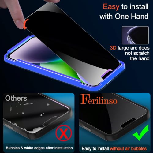 Ferilinso 3 Pack Privacy Screen Protector for iPhone 14 Plus/13 Pro Max - size: iPhone 14 Plus/13 Pro Max 6.7 INCH