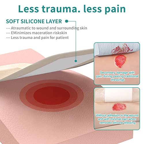 Dimora Ag Sliver Silicone Foam Dressing 4"x8" (5 Packs) - size: 4" x 8" Ag(5 PCS)