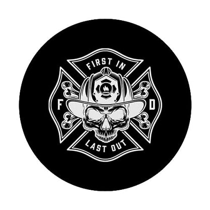 First In Firefighter Last Out Fireman Skull Fire Department PopSockets Standard PopGrip