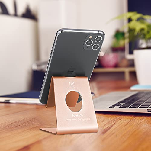 Cell Phone Stand - Aluminum Desktop Phone Holder, Anti-Slip, Universal Fit - color: Rose gold