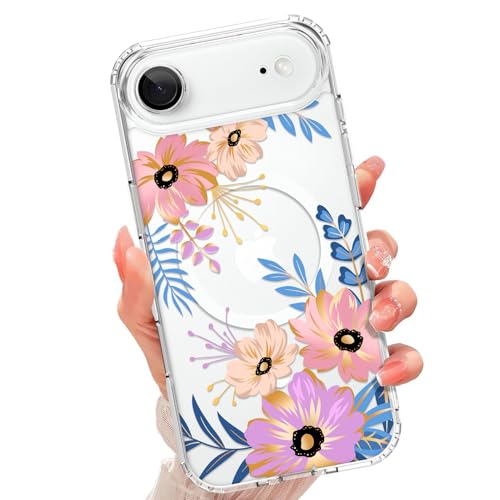 tharlet Magnetic for iPhone Air Case, Compatible with MagSafe | Anti Yellowing, Cute Blossom Floral Design Women Girls, Slim Shockproof TPU Cover for iPhone Air (Clear) - color: Blossom, size: iPhone Air