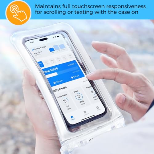 ProCase 2 Pack Floating Waterproof Phone Pouch, IPX8 Dry Bag for 7" Phones | Fits iPhone 17/16/15/14, Galaxy S24/S23 & Pixel 8/7. Touchscreen Waterproof Pouch for Swimming, Diving & Snow -Clear - color: Clear