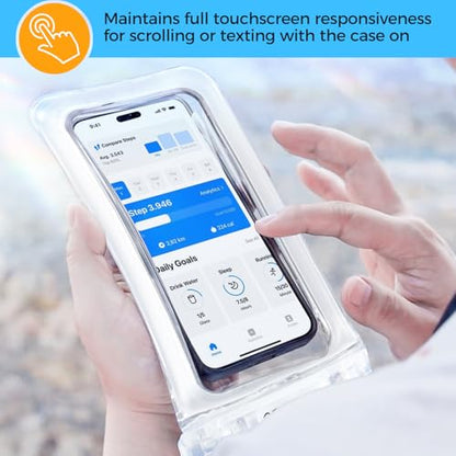 ProCase 2 Pack Floating Waterproof Phone Pouch, IPX8 Dry Bag for 7" Phones | Fits iPhone 17/16/15/14, Galaxy S24/S23 & Pixel 8/7. Touchscreen Waterproof Pouch for Swimming, Diving & Snow -Clear - color: Clear