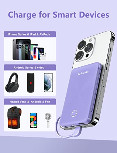 miisso 6000mah Ultra Slim Power Bank, Card Size, Purple - color: Purple