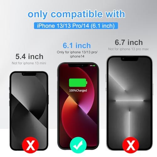 13800mAh Upgraded Battery Case for iPhone 13/14/13 Pro (6.1 Inch), Portable Rechargeable Charging Case with Screen Protector, Slim Protective Extended Battery Pack - Black - size: For iPhone 13/14/13Pro battery case