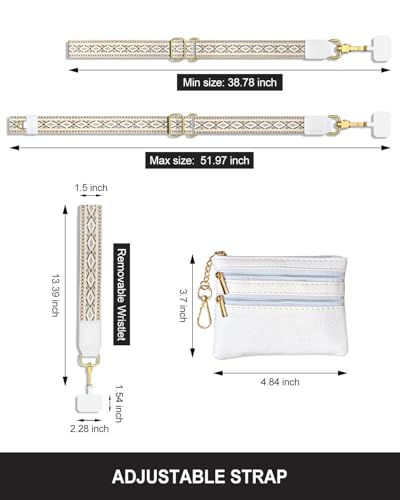 Nipichsha Crossbody Phone Strap with Wallet, Clip and Go Strap for Phone - color: Retro Geometry