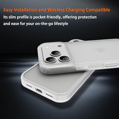 for iPhone 17 Pro Max Case Translucent Matte iPhone Cover, [10 FT Military Grade Drop Protection] Slim Durable Shockproof Protective Bumper (Frosted White, 17 PRO MAX) - color: Frosted White, size: iPhone 17 Pro Max