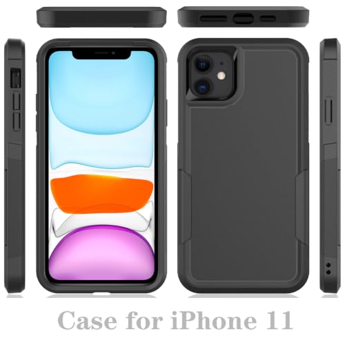 Heavy‑Duty Rugged Anti‑Drop Shockproof Protective Phone Case for iPhone 11, Durable Protective Shell, Black - color: Black, size: iPhone 11
