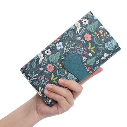 GOIACII Women's Wallet RFID Blocking Large Capacity Card Holder Ladies Phone Clutch Travel Long Purse Rabbit Print - color: Z04 Rabbit Print Blue