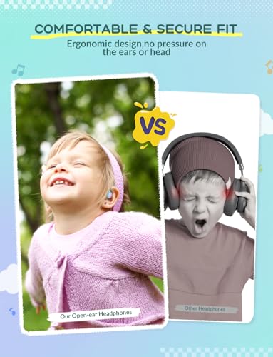 iClever OWS01 Kids Bluetooth Headphones, Air Conduction Open Ear Headphones - color: A-Purple