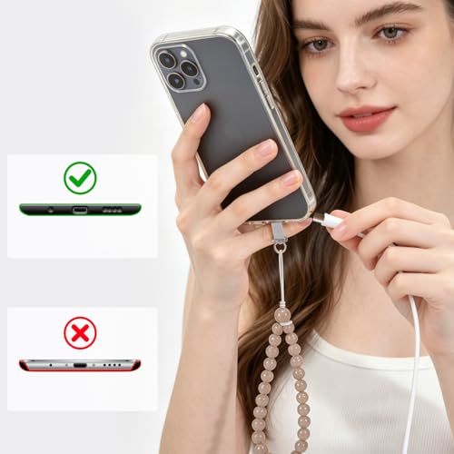 Agate Beaded Phone Wrist Strap for Women Men Stone Beads Charm Handmade Cellphone Chain Lanyard with Tether Tab - color: Grey-2, size: 6mm Beads