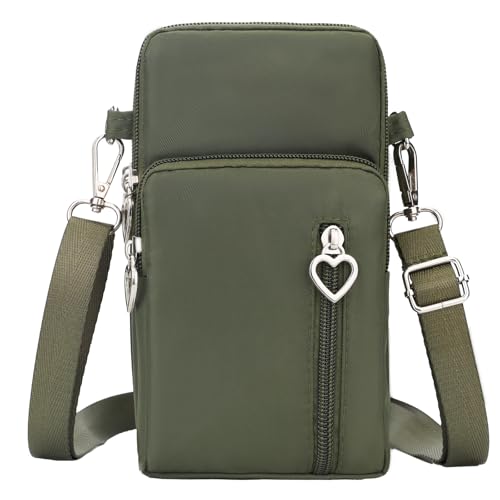 Small Crossbody Bag for Women - Mini Phone Purses with Crossbody Strap and Wallet - Nylon Arm Bag - color: A-olive Green