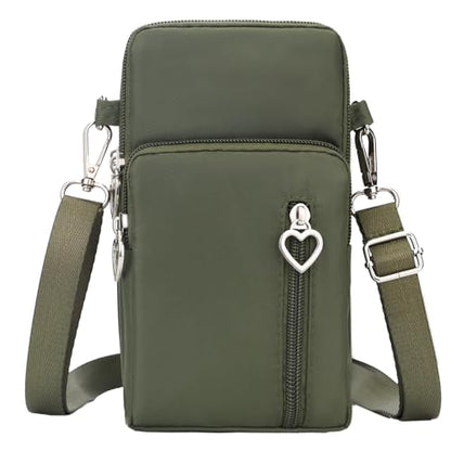 Small Crossbody Bag for Women - Mini Phone Purses with Crossbody Strap and Wallet - Nylon Arm Bag - color: A-olive Green