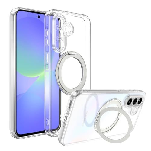 Case for Samsung Galaxy A37 5G Phone 2026 | Rotating Stand | Non-Yellowing Transparent Clear | Wireless Charging | Shockproof Protection (Clear) - color: Clear, size: A37