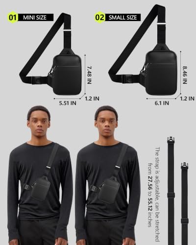 Peicees Mini Anti Theft Crossbody Sling Bag Small Chest Bag Dual Pocket Water Resistant Fanny Pack Running Phone Holder - size: Small