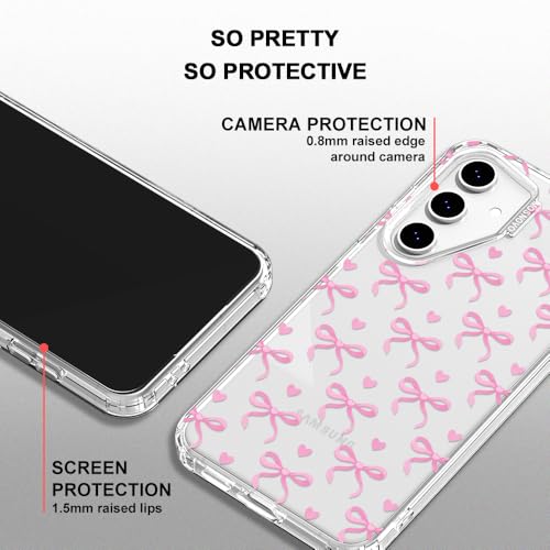 MOSNOVO Case for Samsung Galaxy S24 FE, [Buffertech 6.6ft Military-Grade Drop Protection] [Anti Peel Off Tech] Clear TPU Bumper Phone Case Cover Design - Bowtiful Love - color: Clear - Bowtiful Love, size: Samsung Galaxy S24 FE
