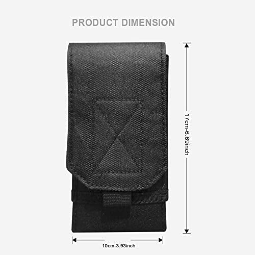 Tactical Molle Phone Case Bag Cover Loop Belt Holster Pouch Compatible with iPhone 14 Plus/14 Pro Max/14 Pro/13 Pro Max/13 Pro/13/12 Pro Max/11 Pro Max/Xs Max (Black)