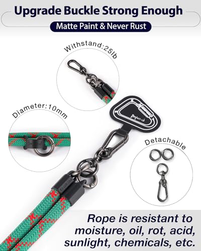 Cell Phone Lanyard ×1, Tether Tab ×2, Universal Adjustable Phone Strap, Crossbody, Neck Phone Lanyard, Rope Strap - color: Holiday Green