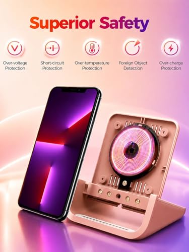 Wireless Charger YUWISS Wireless Charging Stand Cordless Charger 10/7.5/5W Compatible with iPhone 14 13 12/12 /11Pro Max/XR/XS Max/XS/X/8/8Plus Galaxy S22/S21/S9/S9+/S8/S8+ Note (Rose Gold) - color: Rose Gold