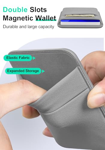 Senose Wallet Compatible for Magsafe, Magnetic Card Holder forBack of Phone | Slim Phone Wallet Compatible for iPhone 17/16/15/14/13/12 Plus/Pro/Pro Max, 6 Cards Holder, Stretchy, Grey - color: Grey