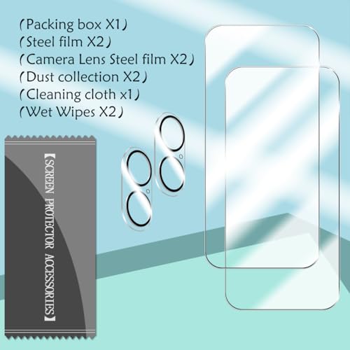 BIGFACE for iPhone 16 Screen Protector + Camera Lens Protectors, [2 + 2 Pack] Premium HD Tempered Glass, Anti-Bubble 3D Curved Accuracy Film For iPhone 16(6.1 Inch) - size: iPhone 16(6.1")