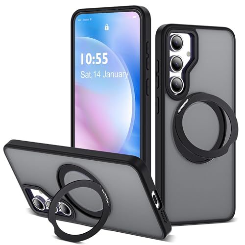 for Samsung Galaxy S23 FE Case with 360° Spin Stand,Black | 360° Spin Magnetic Ring Stand,Compatible with Magsafe,Military Protection Phone Case - color: Black, size: Samsung Galaxy S23 FE