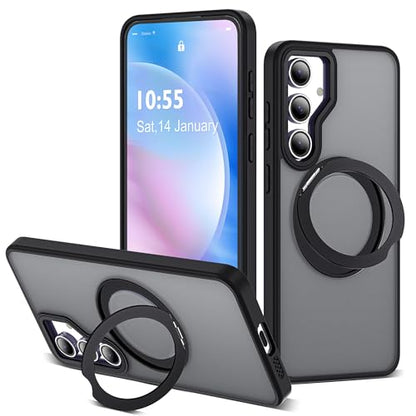 for Samsung Galaxy S23 FE Case with 360° Spin Stand,Black | 360° Spin Magnetic Ring Stand,Compatible with Magsafe,Military Protection Phone Case - color: Black, size: Samsung Galaxy S23 FE