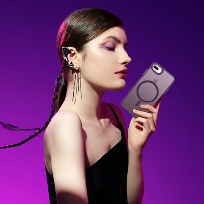 DUEDUE for iPhone 8 Plus Case, iPhone 7 Plus Case Magnetic[Compatible with Magsafe], Translucent Matte Back Protective Cover Anti-Scratch Shockproof Phone Cases for iPhone 8 Plus/7 Plus, Deep Purple - color: Deep Purple