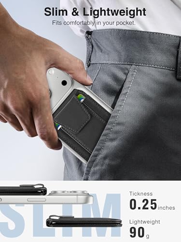 TopMade for MagSafe Wallet with Stand, 9 Cards Holder, Privacy Flap Cover - color: Black