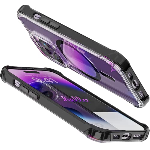 REBEL Clear Case for iPhone 14 Pro [Crystal Series Gen-4] Strong MagSafe Compatible, Anti-Scratch, Non-Yellowing, Protective Shockproof Bumpers, Metal Buttons, 6.1 in Phone Cover 2023 (Crystal Black) - color: Crystal Black, size: iPhone 14 Pro