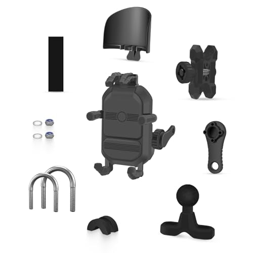 Motorcycle Phone Mount Holder Handlebar Clamp with Vibration Dampener - color: Handlebar Mount