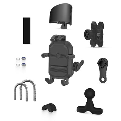 Motorcycle Phone Mount Holder Handlebar Clamp with Vibration Dampener - color: Handlebar Mount
