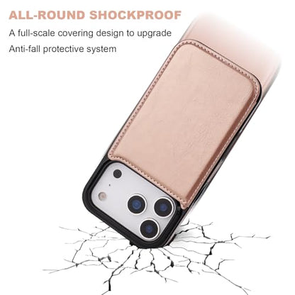 ONETOP for iPhone 17 Pro Wallet Case with Credit Card Holder,Rosegold | Kickstand,ID/Cash Holder,Case Wallet with Card Slots,Double Magnetic Clasp,Durable PU Leather Shockproof Cover for Women Men - color: Rose Gold