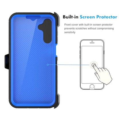 Njjex Rugged Case for Samsung Galaxy A16 5G, for Samsung A16 5G Case with Belt Clip Holster, Built-in Screen Protector Heavy Duty Shockproof Locking Swivel Holster Kickstand Hard Phone Cover [Blue] - color: Black/Blue