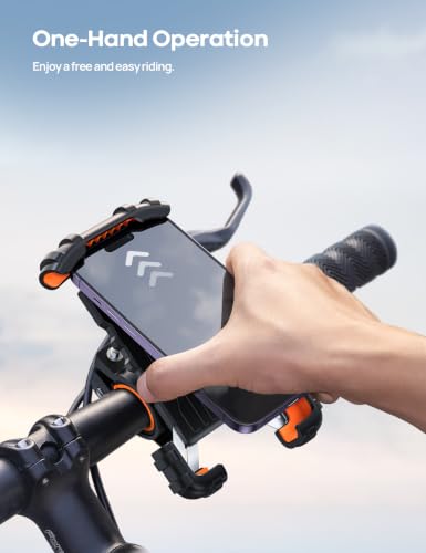 Lamicall Bike Phone Holder Motorcycle Mount - One-Hand Operation, Lockable - color: Orange