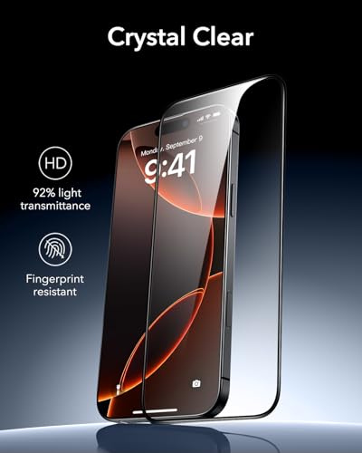 ESR 3 Pack for iPhone 16 Pro Max Screen Protector, Armorite | 7X Impact Absorption, 9H+ Tempered Glass, Easy One-Pull Installation, Full-Coverage Protection, UltraFit Tray, Bubble-Free - size: iPhone 16 Pro Max 6.9 inch