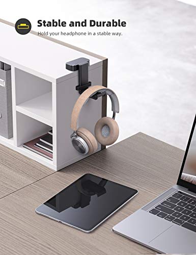 Lamicall Headphone Stand Adhesive Rotatable Headset Earphone Hanger Hook - color: Black