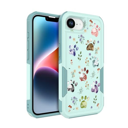 for iPhone 17e Case & iPhone 16e Case: Cute Flowers Floral Design for Girls Women Military Grade Drop Protection TPU Bumper Shockproof Silicone Phone Cover (Dog Paw/Garden) | 2025 - color: Dog Paw/Garden