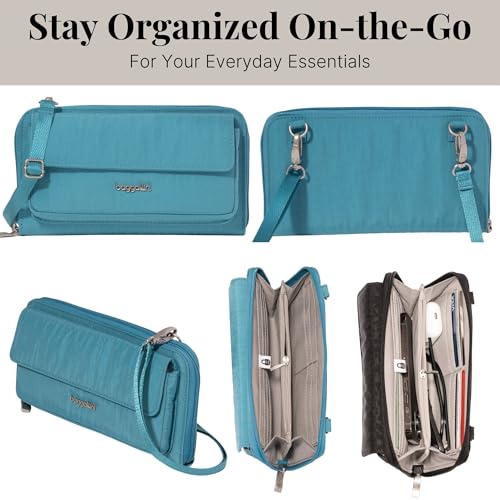 Baggallini Rfid Phone Wallet Crossbody - color: Seaside Blue