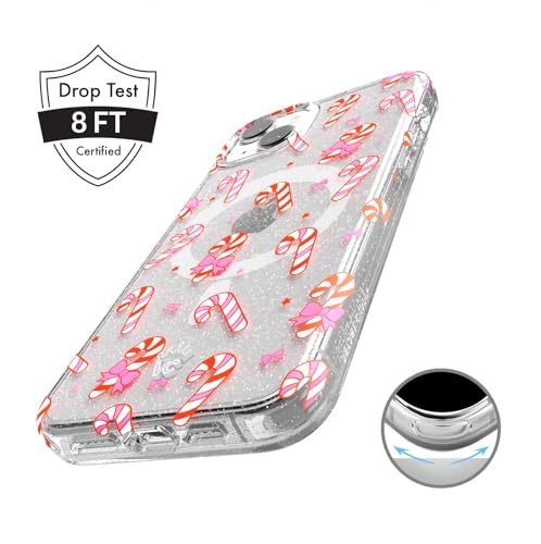 VELVET CAVIAR Christmas Phone Case for iPhone 15 - Compatible with MagSafe - 10ft Drop Tested - Holiday Peppermint Glitter Winter Theme - color: Peppermint Princess, size: 15