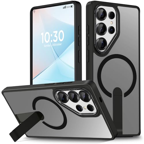 for Samsung Galaxy S25 Ultra Phone Case, S25 Ultra Magnetic Case Built-in Invisible Stand [Compatible with MagSafe] [Military-Grade Protection] Shockproof Cover for Galaxy S25ultra (Black) - color: Black, size: for Galaxy S25 Ultra