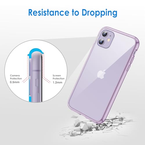 JETech Case for iPhone 11 6.1-Inch, Non-Yellowing Shockproof Phone Bumper Cover, Anti-Scratch Clear Back (Purple) - color: Purple