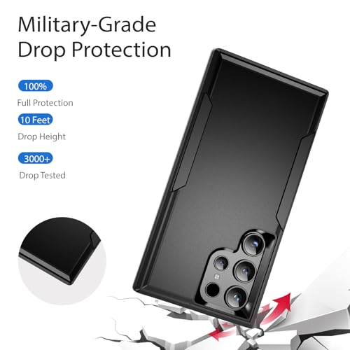 Designed for Samsung Galaxy S24 Ultra Case, Black Dual Layer, Heavy Duty Shockproof Tough Rugged Protective Cover for Galaxy S24 Ultra 5G 6.8-inch, Black - size: for Samsung Galaxy S24 Ultra