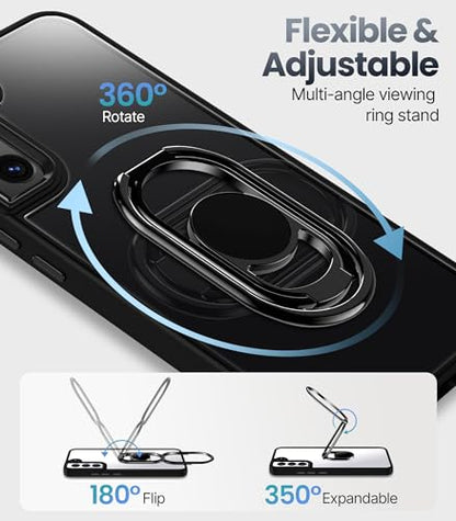 Shields Up for Samsung Galaxy S21 Plus Case with Stand, Galaxy S21 Plus Case Clear with Double Ring Holder [Adjustable & Foldable] Shockproof Protective Cover - Clear Black - color: Black, size: Galaxy S21 Plus
