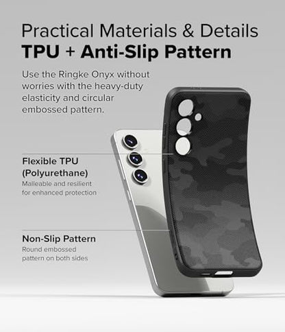 Ringke Onyx [Compatible with MagSafe] Compatible with Samsung Galaxy S24 FE Case, Anti-Fingerprint Technology Prevents Oily Smudges Enhanced Grip Precise Cutouts for Camera - Magnetic Camo Black - color: Magnetic Camo Black, size: Galaxy S24 FE