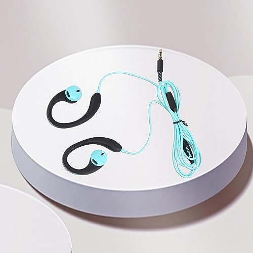 Upgrade Wired Sports Earbuds with Ear Hooks, Running Headphones Secure Fit Wrap Around Ear, Sweatproof In-Ear Earphones with Microphone, 3.5mm Jack for Smartphone Laptop Tablet MP3 Workout Jogging Gym